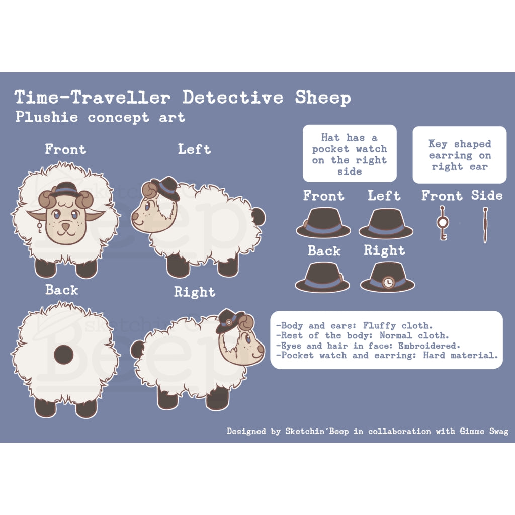 Time-Traveler Detective Sheep Plush