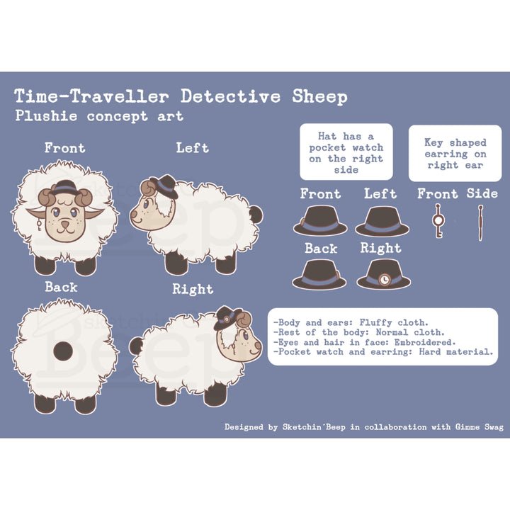 Time-Traveler Detective Sheep Plush